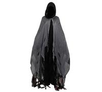 Halloween Hooded Ghost Cape | Witch Vampire Hooded Cape | Black Robe Traitors Cloak Scream Costume for Gothic Medieval Renaissance Halloween