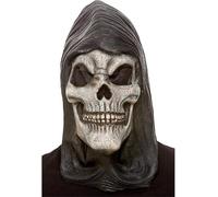 Hooded Skeleton Latex Mask, White