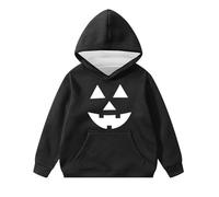 Halloween Hoodie Kids Print Pullover Long Sleeve Soft Blend Boys Hooded Sweatshirt for Fall Spooky Fun Casual Everyday School Outfit (Black,3-4 Years)