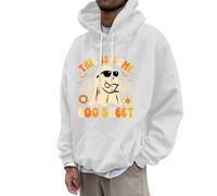 Halloween Hoodie Men's Cute Ghost Print Pullover Long Sleeve Hoodie with Pockets Drawstring Sweatshirt with Hood Halloween Print Pullover Funny Hoodie Y2k Hoodie Cotton Warm Hoodie, White, 3XL