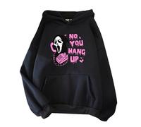 Halloween Hoodie No You Hang Up Scream Winter Unisex Jumper Spring/Autumn Sweatshirt Vintage Harajuku Tops(8,XL)