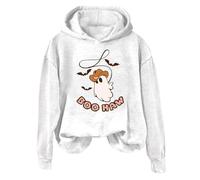 Halloween Hoodie Women's Fashionable Hoodies Cotton Warm Hoodie Autumn Winter Tops Teenager Girls 2025 Y2K Sweatshirt with Hood Comfortable Pullover Coat, White, M