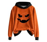 Halloween Hoodie Women's Oversize Hoodie Costumes Women 2025 Cute Pumpkin Print Sweatshirts Pullover Halloween Top Carnival Festive Party Kawaii Loose Sweatshirts S-XXL, darkgray, L