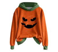Halloween Hoodie Women's Oversize Hoodie Costumes Women 2025 Cute Pumpkin Print Sweatshirts Pullover Halloween Top Carnival Festive Party Kawaii Loose Sweatshirts S-XXL, Light green, M