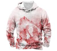 Halloween Hoodies for Men Bloody Sweatshirt with Pockets Blood Print Hooded Shirts Casual Long Sleeve Pullover Tops(Z02-Rose Gold, XL)