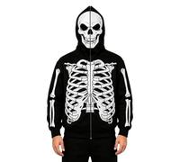 Halloween Hoodies for Men Face Cover Skeleton Print Jacket Zip Up Halloween | Loose Fit Hoodies Soft Jackets Casual Lightweight Streetwear Winter Novelty Sweatshirt Spooky Season