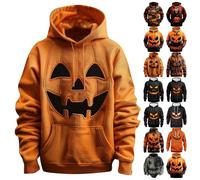 Halloween Hoodies for Men Funny 3D Print Fleece Hooded Sweatshirt Long Sleeve Costumes Fall Winter Pullover Tops with Pocket (A04-Black,S)