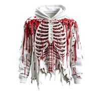 Halloween Hoodies for Men, Gothic Costume Skeleton Sweatshirt | Skeleton print, asymmetrical hem, Y2K Oversized Hoodie, slim fit, edgy gothic style for Halloween parties and street fashion