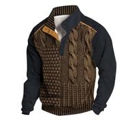 Halloween Hoodies for Men UK Jumpers Pullover Hooded Sweatshirts Plaid Jacquard Long Sleeve Drawstring Work Hipster Casual Hoodie Activewear Mens Christmas Waistcoats UK (A-Brown, XXL)