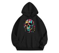 Halloween Hoodies for Mens 3D Print Fleece Hooded Spooky Horror Knit Lightweight Sweatshirt Classic Basic Tee Cozy Sweater Loungewear Outdoor Activity Wear Black