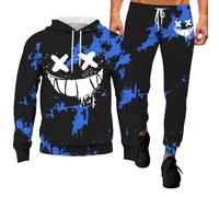 Halloween Hoodies for Mens Bat Print Long Sleeve Patchwork Stitched Knit Lightweight Sweatshirt Trendy Autumn Jumpers Cozy Sweater Loungewear Outdoor Activity Wear Blue