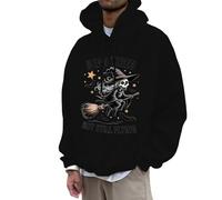 Halloween Hoodies for Mens Blood Print Hooded Spooky Horror Knit Button Drawstring Skull Trendy Autumn Jumpers Cozy Sweater Loungewear Festive Celebration Top Black