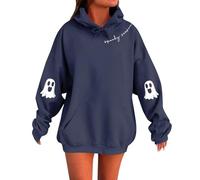 Halloween Hoodies for Women 2025 Spooky Season Hoodies Skeleton Hand Cute Ghost Print Drawstring Hooded Pullover