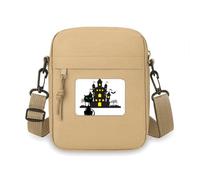 Halloween Horrible Gloomy Castle Cat Crossbody Bag Cell Phone Purses Handbag Shoulder Mini Bag