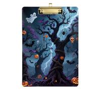 Halloween Horror Black Dead Tree Acrylic Speech Pathology clipboard Standard Letter A4 Size Transparent for Classroom Supplies for Teachers Elementary Gold 12x9in Tablas para escribir