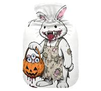 Halloween Horror Bunny Pumpkin Water Bottle for hot Water with Soft Cover, 2L Water Bags for ( Scenario), Period Cramps, bolsas de agua Caliente para Dolores