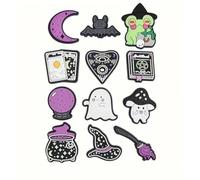 Halloween Horror Character Croc Clog Shoe Decoration Charms Goth Witch Black Magic Nightmare Ghost Ouija Michael Freddy Chucky (Halloween - Set of 12)