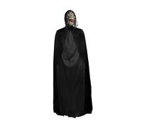 Halloween Horror Costume Set, Includes Demon Mask and Black Long Cape, Evil Witch Wizard Spooky Fancy Dress Party Accessories 160cm Floor Length Cosplay Hooded Robe