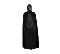 Halloween Horror Costume Set, Includes Demon Mask and Black Long Cape, Evil Witch Wizard Spooky Fancy Dress Party Accessories 160cm Floor Length Cosplay Hooded Robe