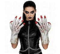 Halloween Horror Demon Hand Gloves Realistic Devil Zombie Skeleton Scary Claws Gloves for Adults Teens Cosplay Party Latex Costume Prank Props