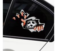 Halloween Horror Figures Peeking Sticker for Cars, 3D Classic Horror Movie Characters Waterproof Scary Peeping Vinyl Stickers Double-side Self-Adhesive Decals (Michael)