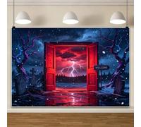 Halloween Horror Forest Tombstone Backdrop 10x8ft Welcome to The Other Side Reversing World Gate Lightning Photo Backdrops Happy Halloween Banner Trick or Treat Party Decorations Photo Booth Props
