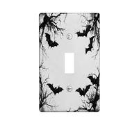 Halloween Horror Gothic Bat Decorative Light Switch Cover Wall Plate 1 Gang Single Toggle, Goth Scary Forest Tree Electrical Switchplate, Creepy Electrical Faceplate for Bedroom Room