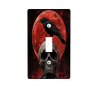 Halloween Horror Gothic Crow Decorative Light Switch Cover Plate 1 Gang Single Toggle, Scary Goth Skeleton Cool Electrical Faceplate for Room, Creepy Skull Switchcover Switchplate