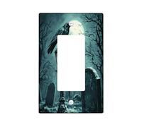 Halloween Horror Gothic Crow Decorative Light Switch Cover Wall Plate 1 Gang Single Rocker, Goth Scary Forest Tree Raven Electrical Faceplate for Room, Creepy Switchcover Switchplate