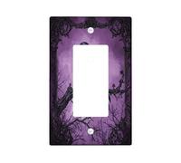 Halloween Horror Gothic Crow Decorative Light Switch Cover Wall Plate 1 Gang Single Rocker, Vintage Goth Scary Rose Raven Electrical Faceplate for Room, Creepy Switchcover Switchplate