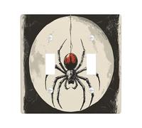 Halloween Horror Gothic Spider Decorative Light Switch Cover Wall Plate 2 Gang Double Toggle, Vintage Goth Scary Insect Electrical Switchplate Creepy Electrical Faceplate for Bedroom Room