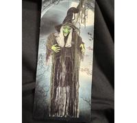 Halloween Horror Green Faced Hanging Witch Prop