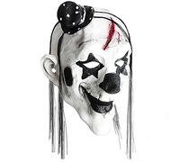 Halloween Horror Mask Full Face Clown Mask Cool Spooky Party Black and White Clown Cosplay Spoof Horror Masquerade Performance Show Dress Up Props