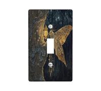 Halloween Horror Moth Decorative Light Switch Cover Wall Plate 1 Gang Single Toggle, Fantasy Magic Forest Electrical Switchplate, Tree Scenic Electrical Faceplate for Bedroom Room