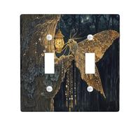 Halloween Horror Moth Decorative Light Switch Cover Wall Plate 2 Gang Double Toggle, Fantasy Magic Forest Electrical Switchplate Tree Scenic Electrical Faceplate for Bedroom Room