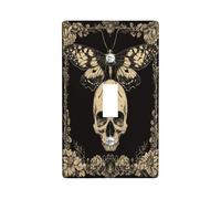 Halloween Horror Moth Skeleton Decorative Light Switch Cover Plate 1 Gang Single Toggle, Gothic Scary Skull Electrical Switchplate, Creepy Electrical Faceplate for Bedroom Room