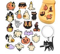 Halloween Horror Movie Shoe Decorations Charms for Clog Accessories Cartoon Shoe Charms Cat Lover Keychains for Party Gift 20 Pcs