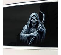 Halloween Horror Movie Sticker for Cars, 3D Classic Horror Grim Reaper Characters Waterproof Scary Vinyl Stickers for Bumper Peeking Car Decals (Style 4)