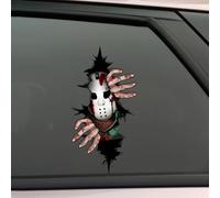 Halloween Horror Peeking Sticker, 3D Crack Double-Sided Classic Horror Movie Characters Waterproof Scary Vinyl Stickers for Bumper Car Accessories Decorations (Mask Man)