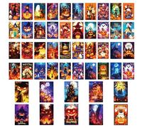 Halloween Horror Postcards Set | 50 Assorted Pumpkin, Skeleton and Ghost Castle Greeting Cards | 4x6 Inch Holiday Cards For & Party Supplies