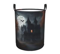 Halloween Horror Print Circular Protable Storage Bin Organizer Round Basket For Laundry Hamper With Handles Bedroom Clothes