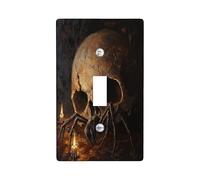 Halloween Horror Spider Decorative Light Switch Cover Plate 1 Gang Single Toggle, Gothic Scary Insect Skull Electrical Faceplate for Room, Creepy Goth Switchcover Switchplate