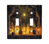 Halloween Horror Spider Decorative Light Switch Cover Plate 2 Gang Double Toggle, Witch Pantry Scary Insect Electrical Switchplate, Creepy Electrical Faceplate for Bedroom Room