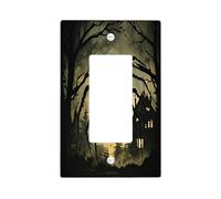 Halloween Horror Spider Decorative Light Switch Cover Wall Plate 1 Gang Single Rocker, Scary Insect Silhouette Electrical Switchplate, Creepy Haunted House Electrical Faceplate for Bedroom Room