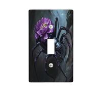 Halloween Horror Spider Decorative Light Switch Cover Wall Plate 1 Gang Single Toggle, Scary Insect Flower Electrical Switchplate, Creepy Goth Electrical Faceplate for Bedroom Room