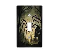 Halloween Horror Spider Decorative Light Switch Cover Wall Plate 1 Gang Single Toggle, Scary Insect Silhouette Electrical Switchplate, Creepy Haunted House Electrical Faceplate for Bedroom Room