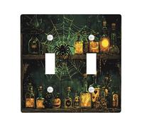 Halloween Horror Spider Decorative Light Switch Cover Wall Plate 2 Gang Double Toggle, Witch Pantry Scary Insect Electrical Switchplate Creepy Electrical Faceplate for Bedroom Room