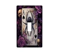 Halloween Horror Spider Skeleton Decorative Light Switch Cover Wall Plate 1 Gang Single Toggle, Aesthetic Rose Gothic Electrical Faceplate for Room, Goth Creepy Switchcover Switchplate
