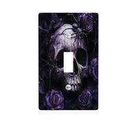 Halloween Horror Spider Skeleton Decorative Light Switch Cover Wall Plate 1 Gang Single Toggle, Scary Rose Skull Electrical Switchplate, Goth Creepy Electrical Faceplate for Bedroom Room