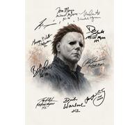 Halloween Horror Watercolour A4 Art Print - Michael Myers Art Tribute - 10 Printed Actor Signatures - Unframed Wall Art